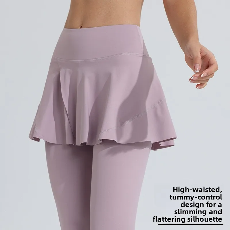 New Yoga Pants Women's High Waist Tennis Skirt Fitness Speed Drying Running Pocket Sports Skirt Tight Pants