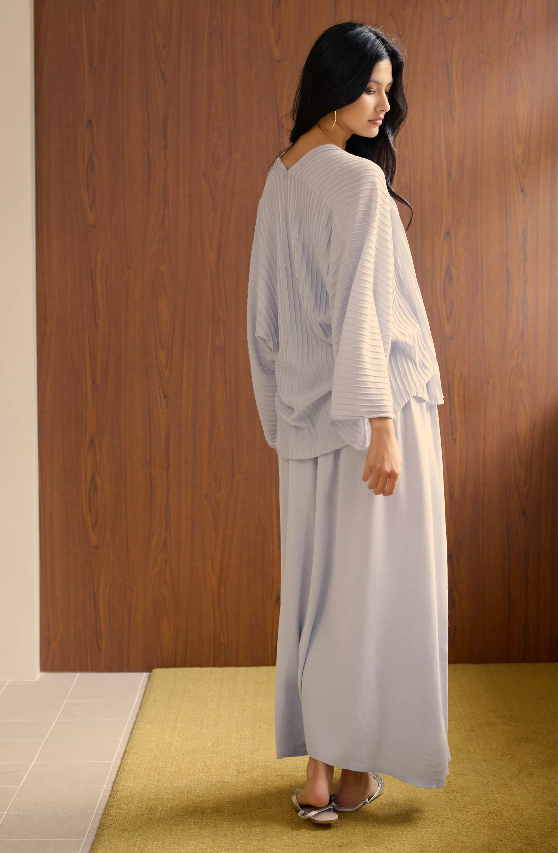 Cool breeze pleated knit skirt
