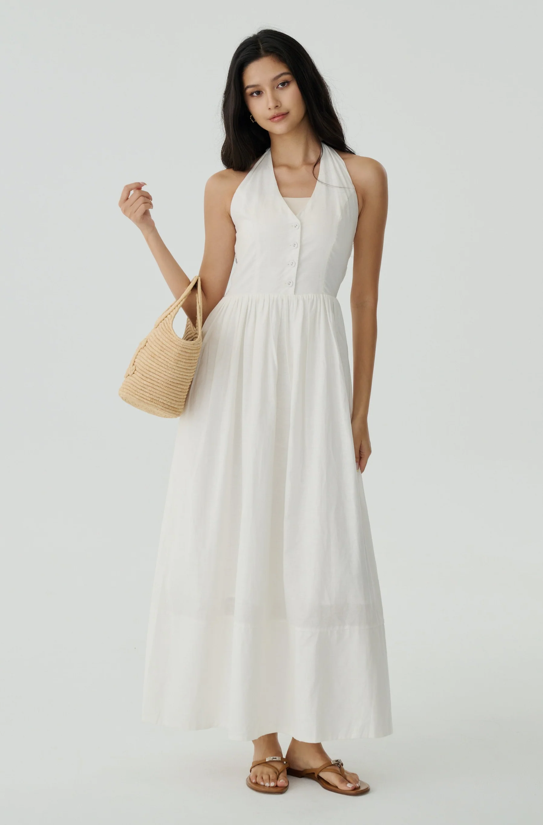 Rythm of love halter maxi dress in white