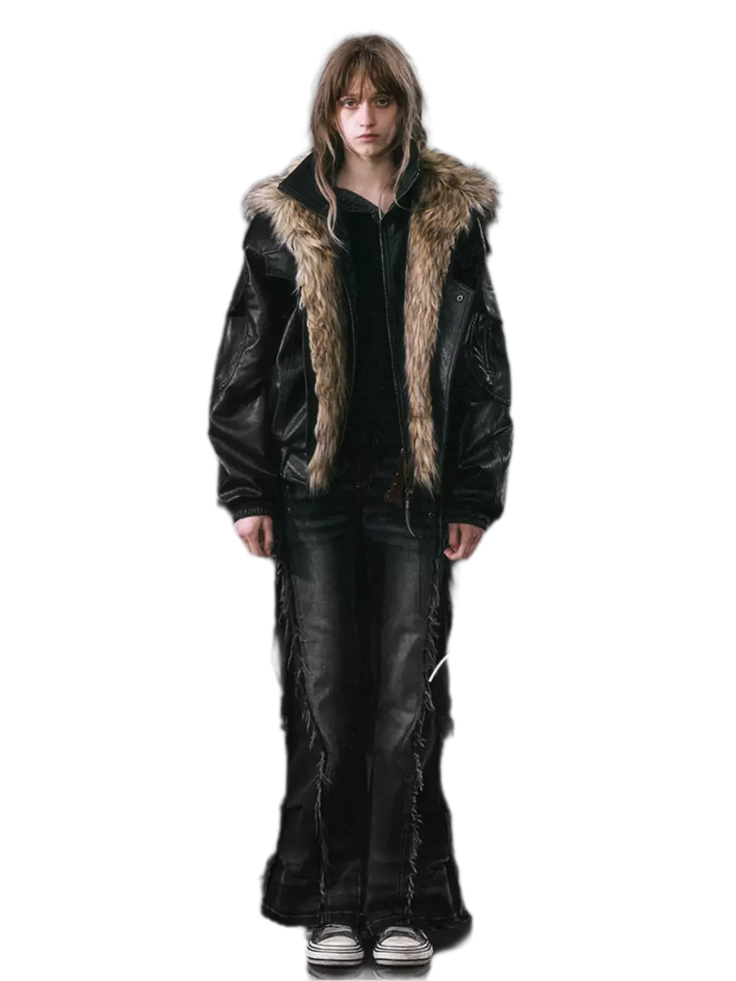 Detachable Fur Collar Flight Jacket