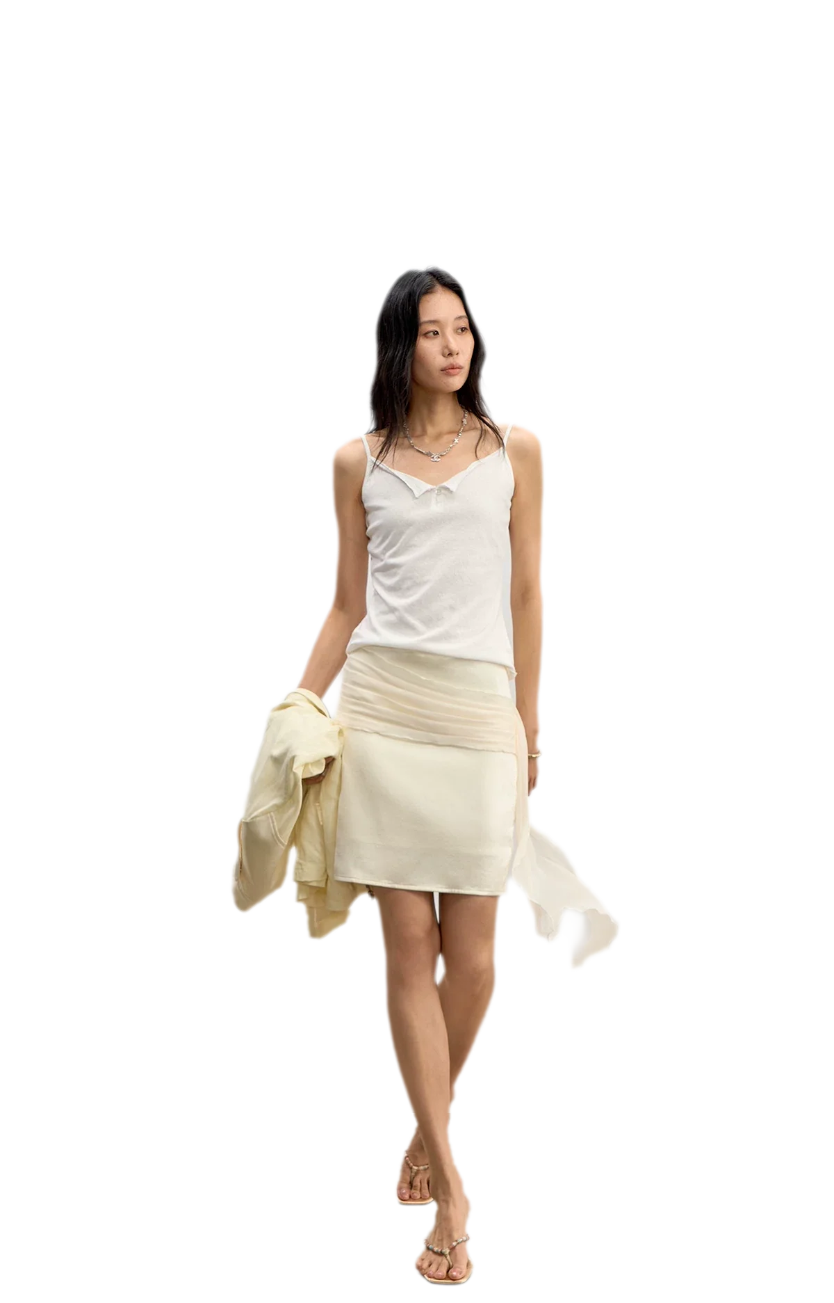 Satin Pleated Ribbon Skirt