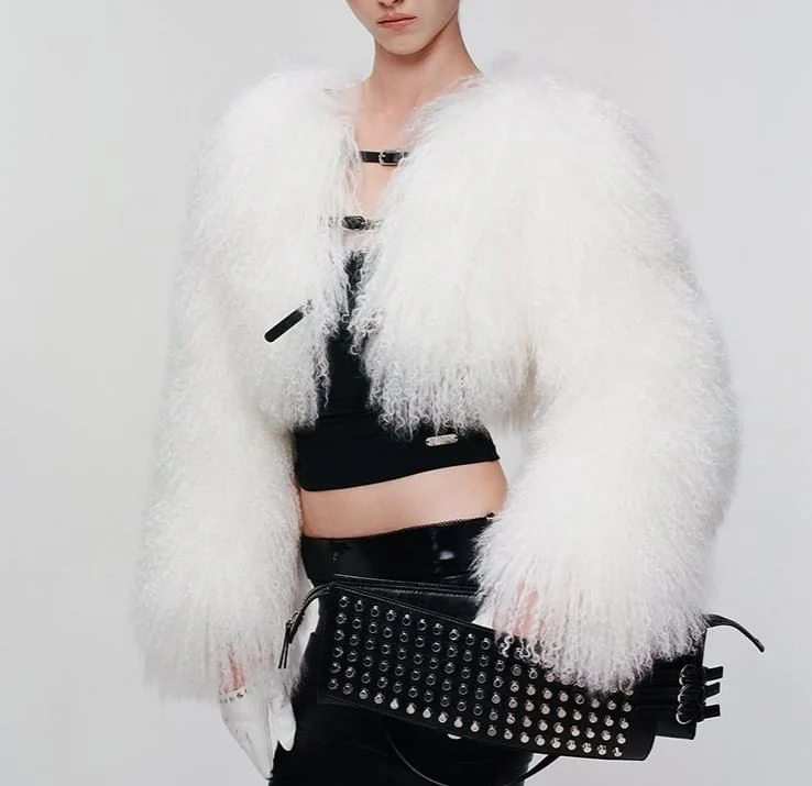 Long Sleeve Faux Fur Cropped Coat