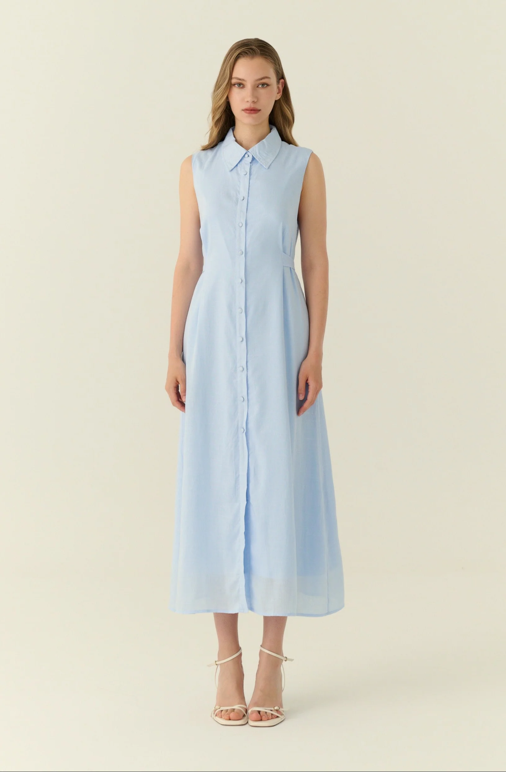 Élune classic maxi shirt dress in blue