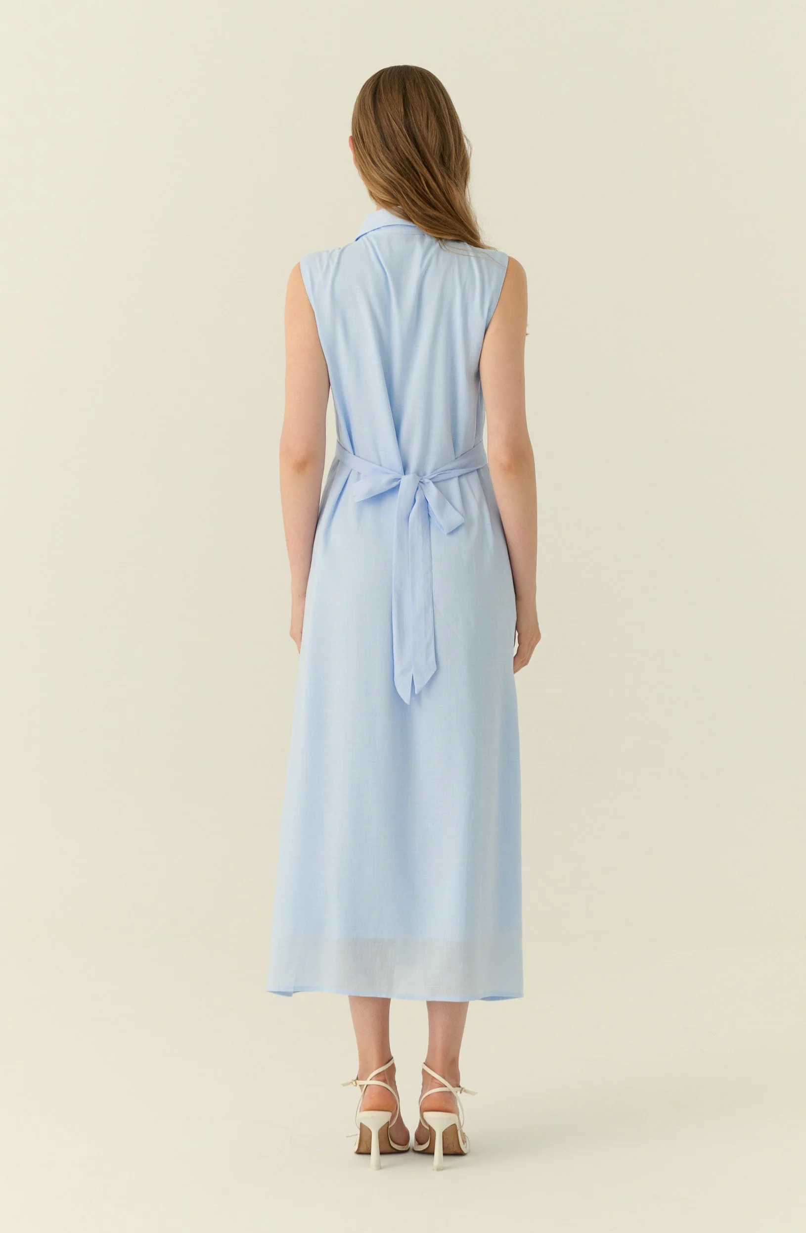 Élune classic maxi shirt dress in blue