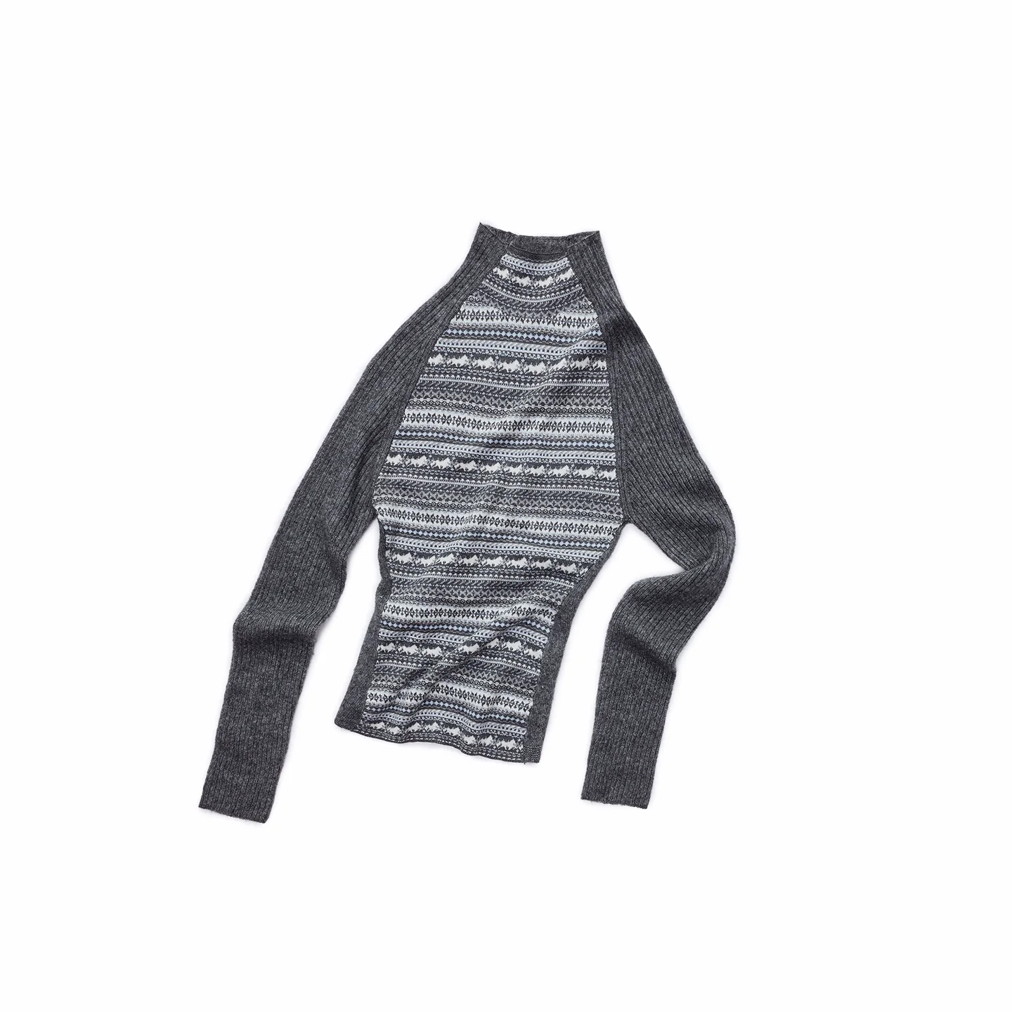 Fair Isle Raglan Knit Turtleneck Sweater