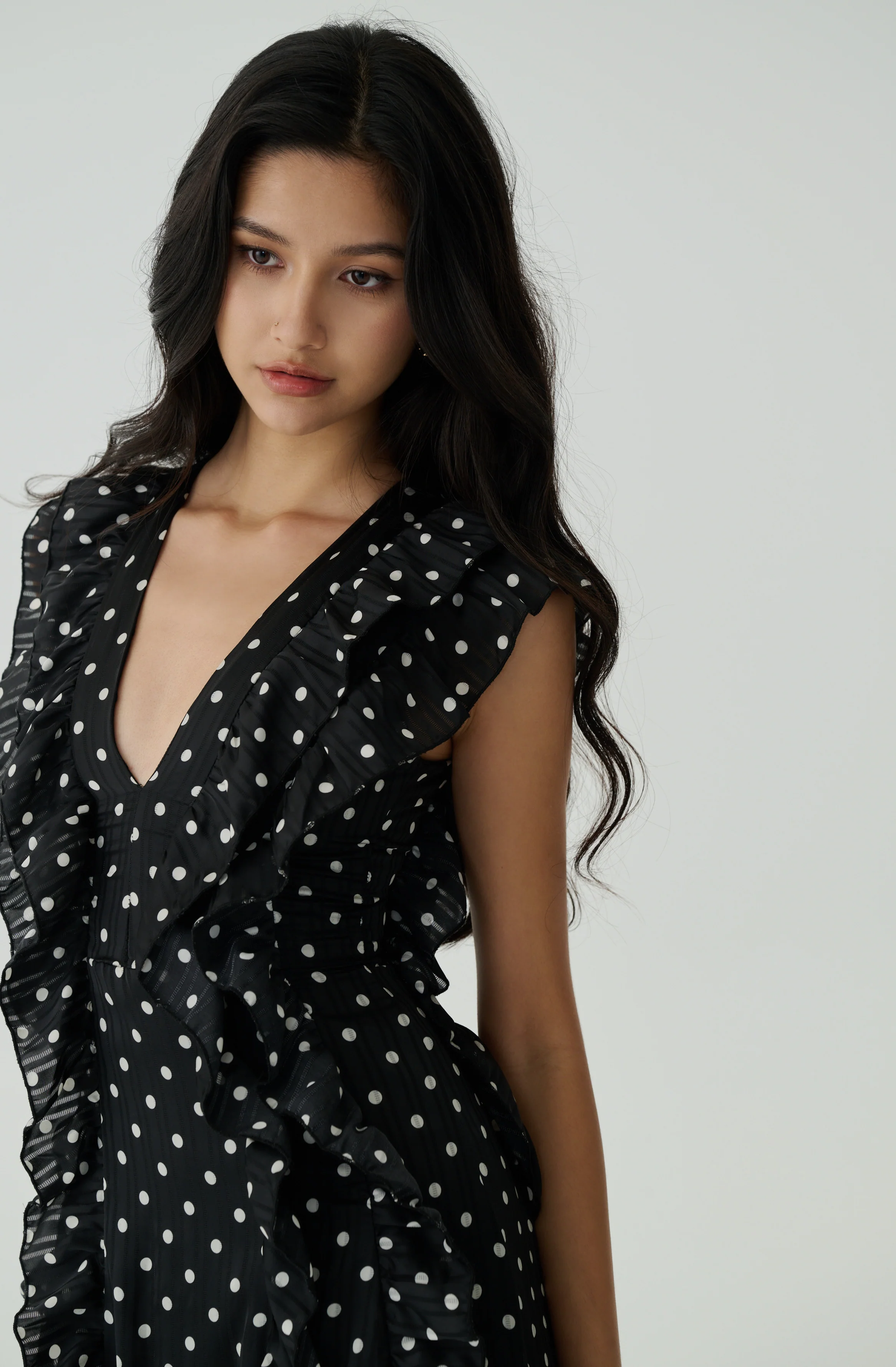 Anything but love polka dots chiffon maxi dress