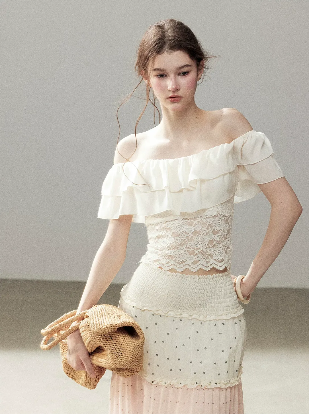 Ruffle Lace Off-Shoulder Top