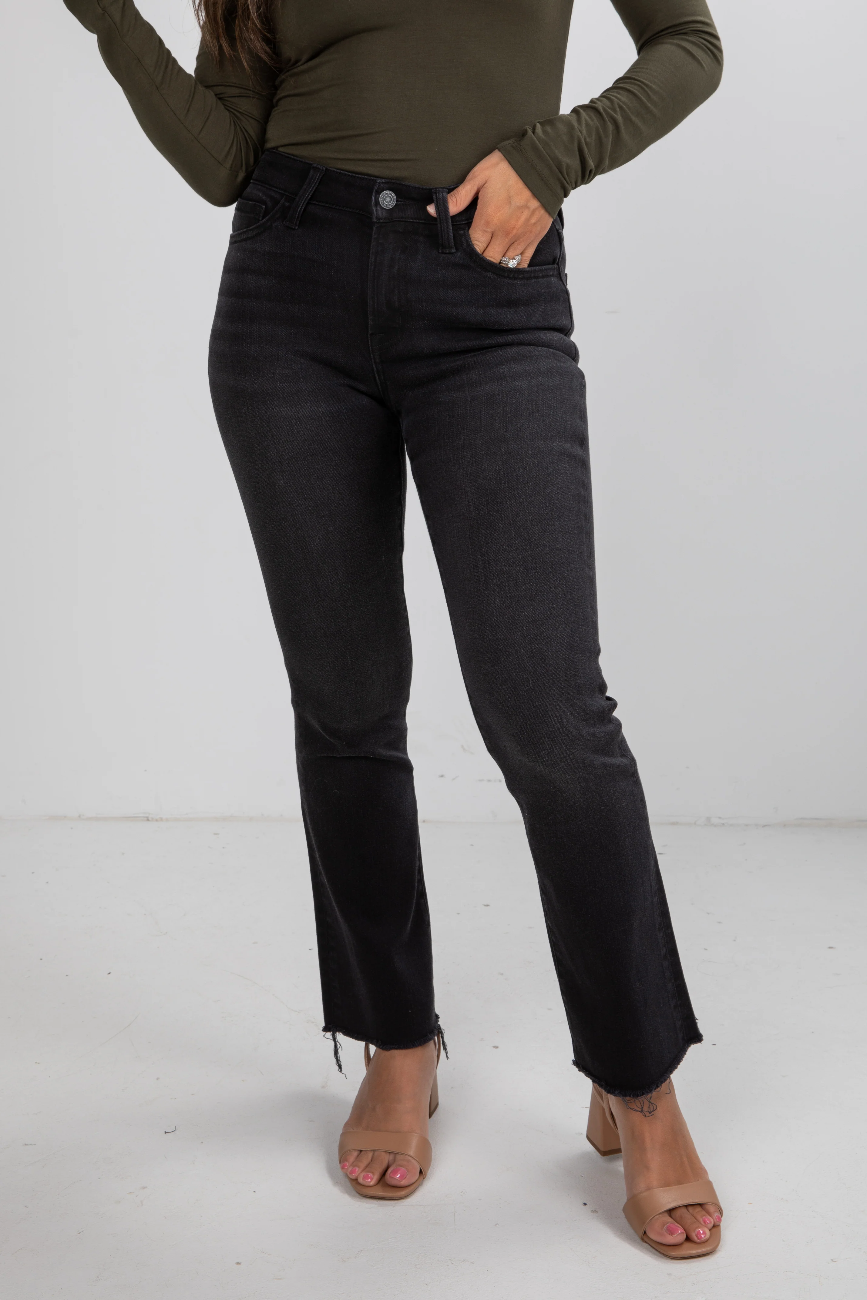 Black High-Rise Bootcut Jeans