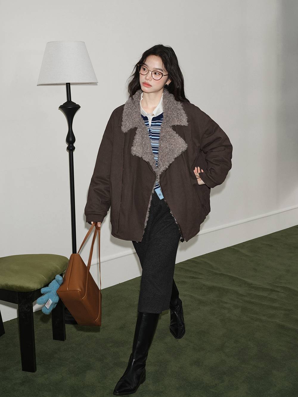 Faux Fur Collar Jacket