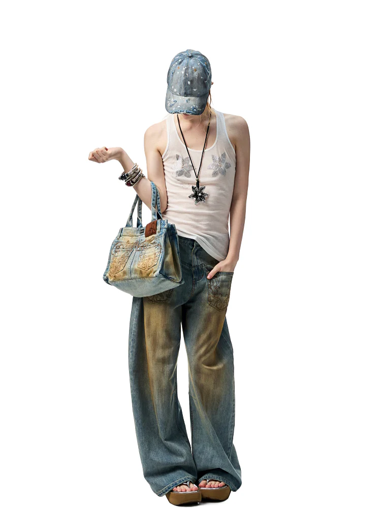 Mud-dyed Washed Jeans