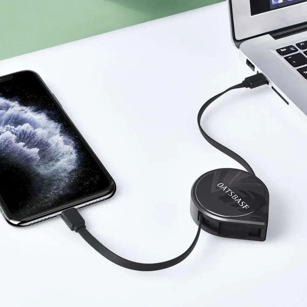 PD Fast Charging USB-C & Lightning Cable (Retractable)