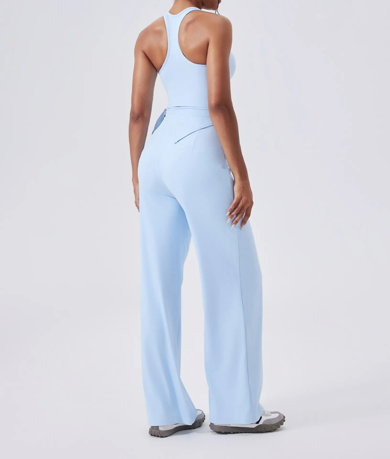 High Waist Yoga Straight Leg Pants with Drawstring CY3346