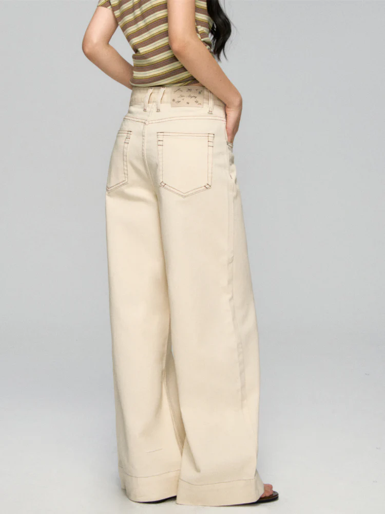 High-Waist Loose Straight - Leg Rope Jeans