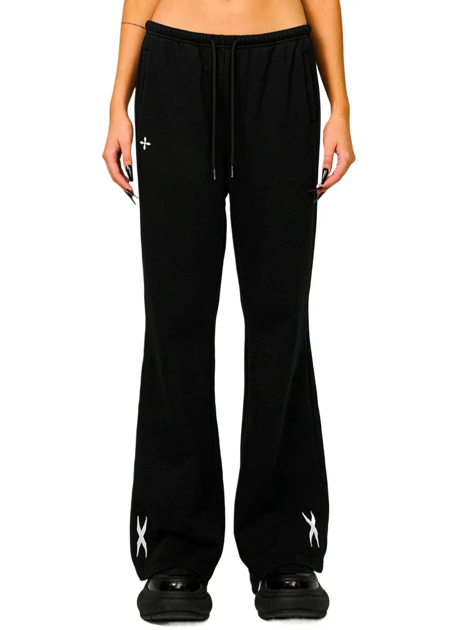 Black & White Compass Flared Sweatpants