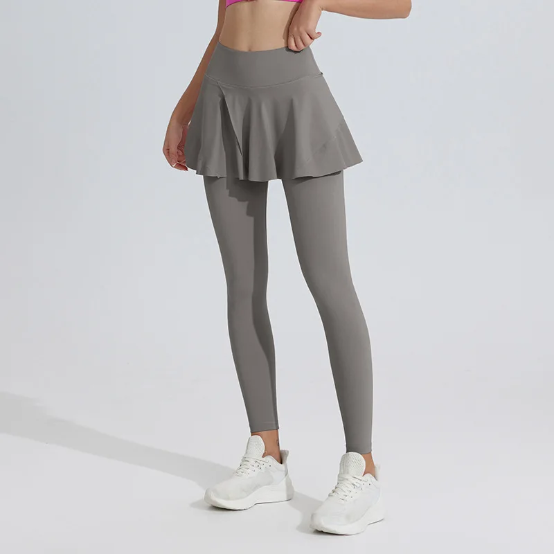 New Yoga Pants Women's High Waist Tennis Skirt Fitness Speed Drying Running Pocket Sports Skirt Tight Pants