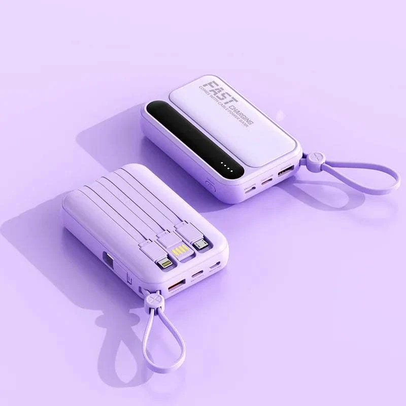 DIEZONG 10000mAh/20000mAh Power Bank with Built-In Cables & Digital Display