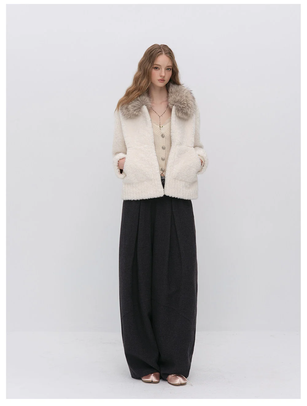 Plush Contrast Collar Jacket