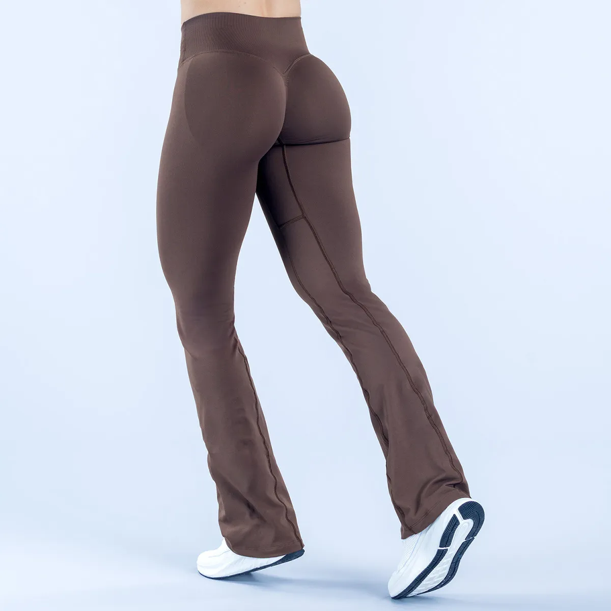 Seamless Cross-Waist Yoga Pants with Flared Legs