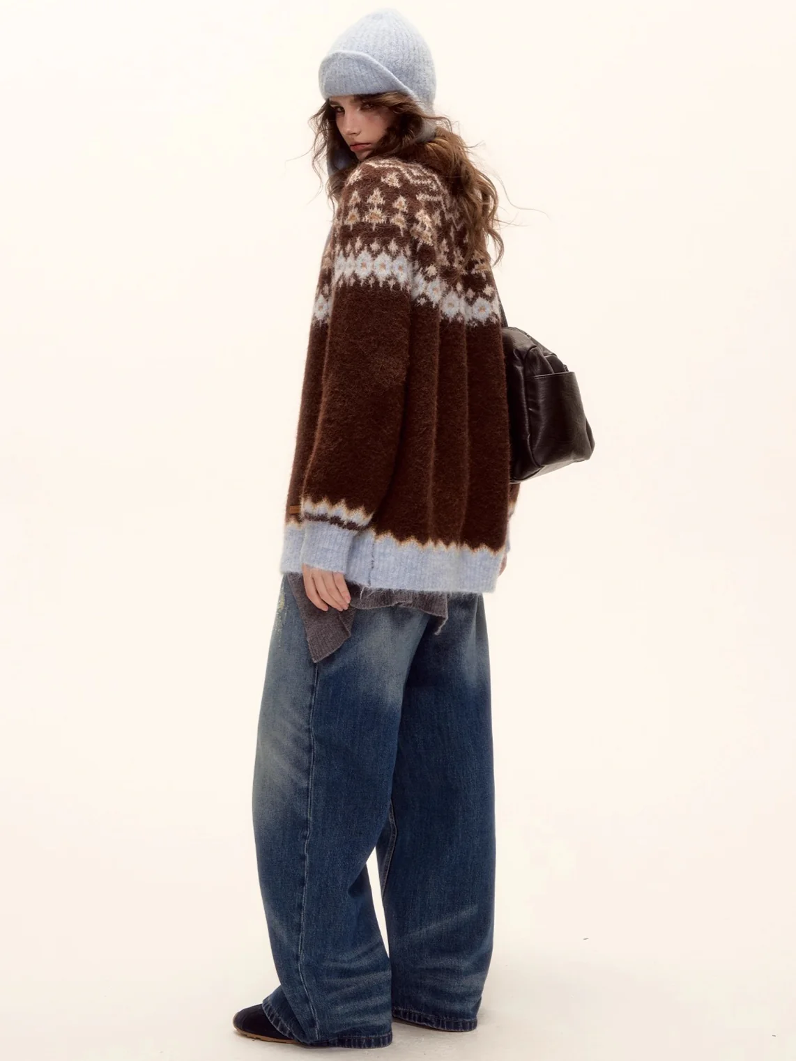 Wool Blend Fair Isle Button-Up Cardigan
