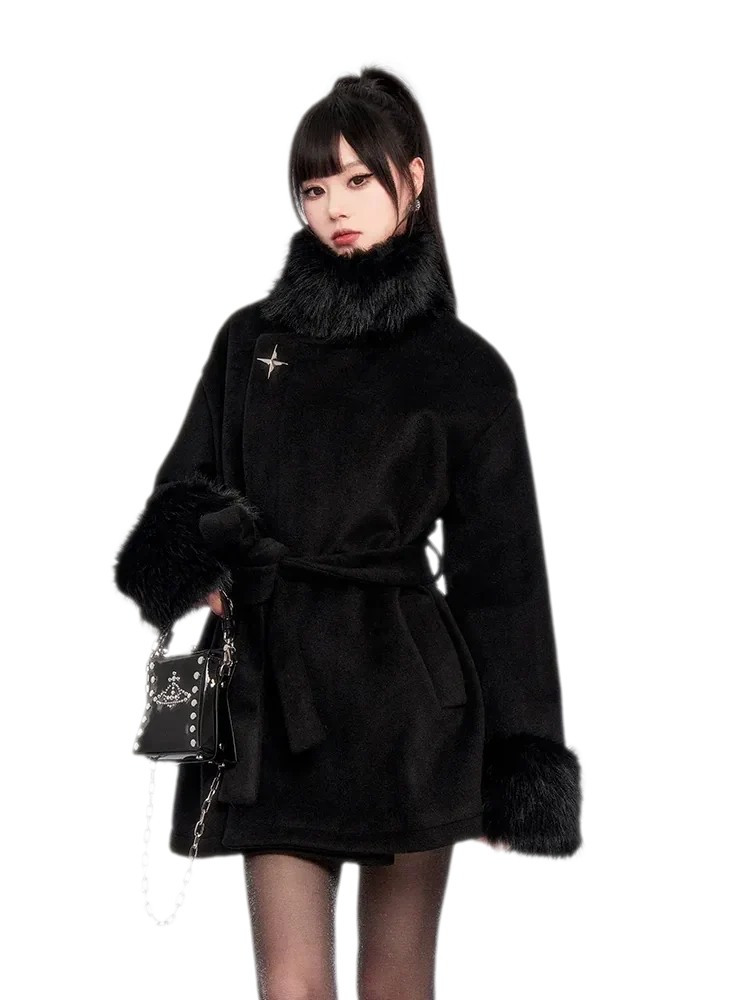 Faux Fur Short Wrap Coat