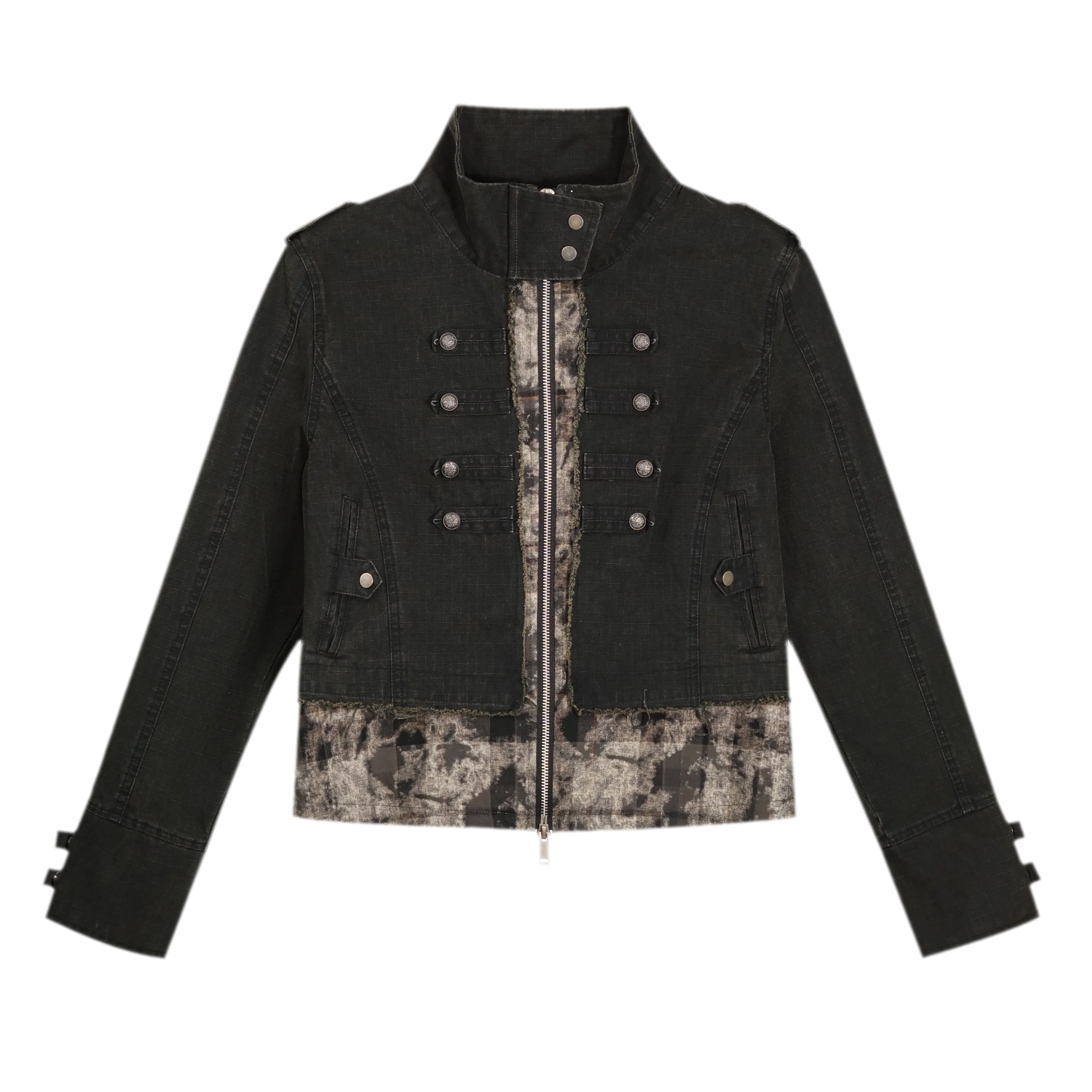 Washed Patchwork Zip Jacket