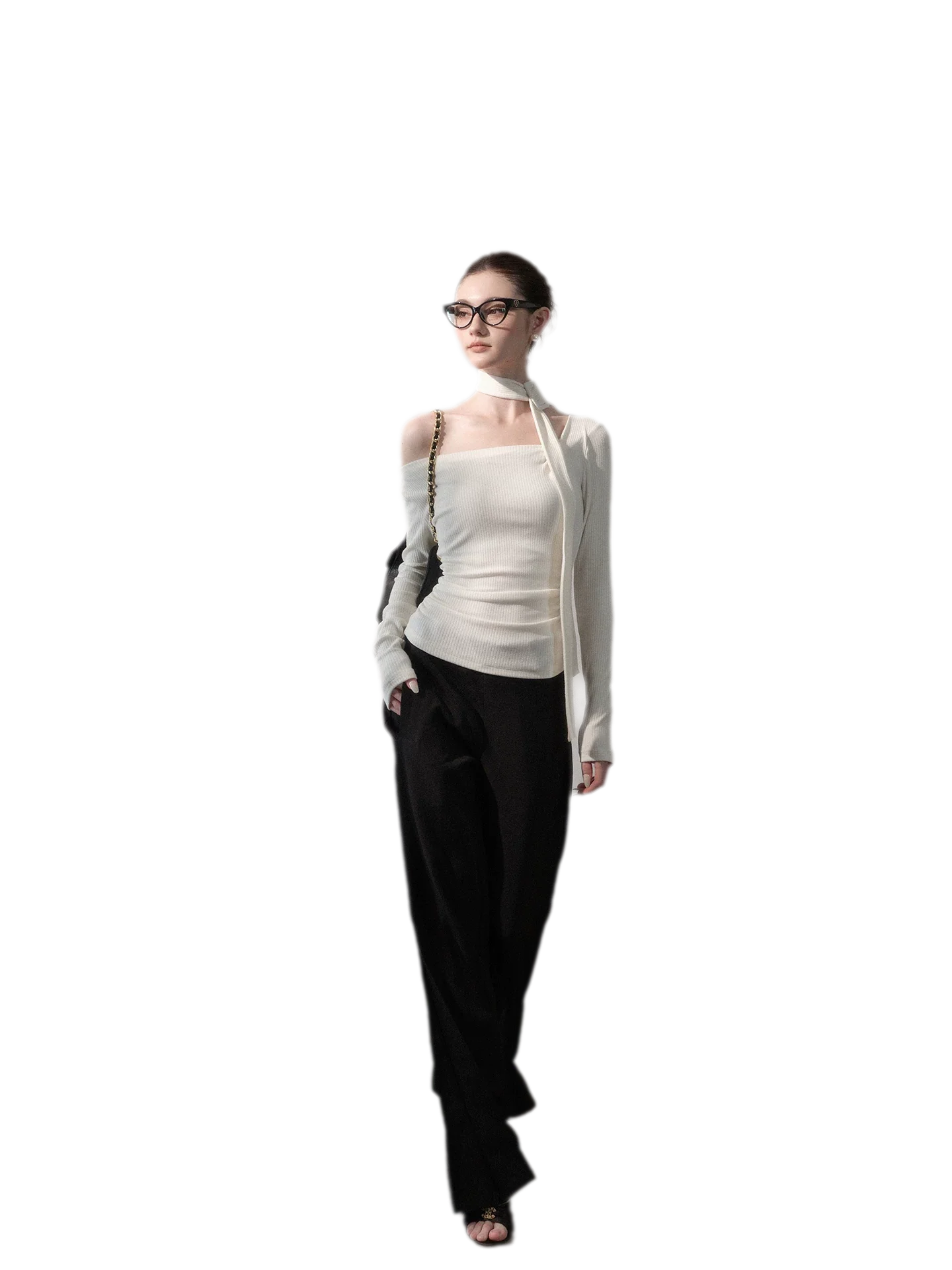 Ribbon Asymmetric Knit Top