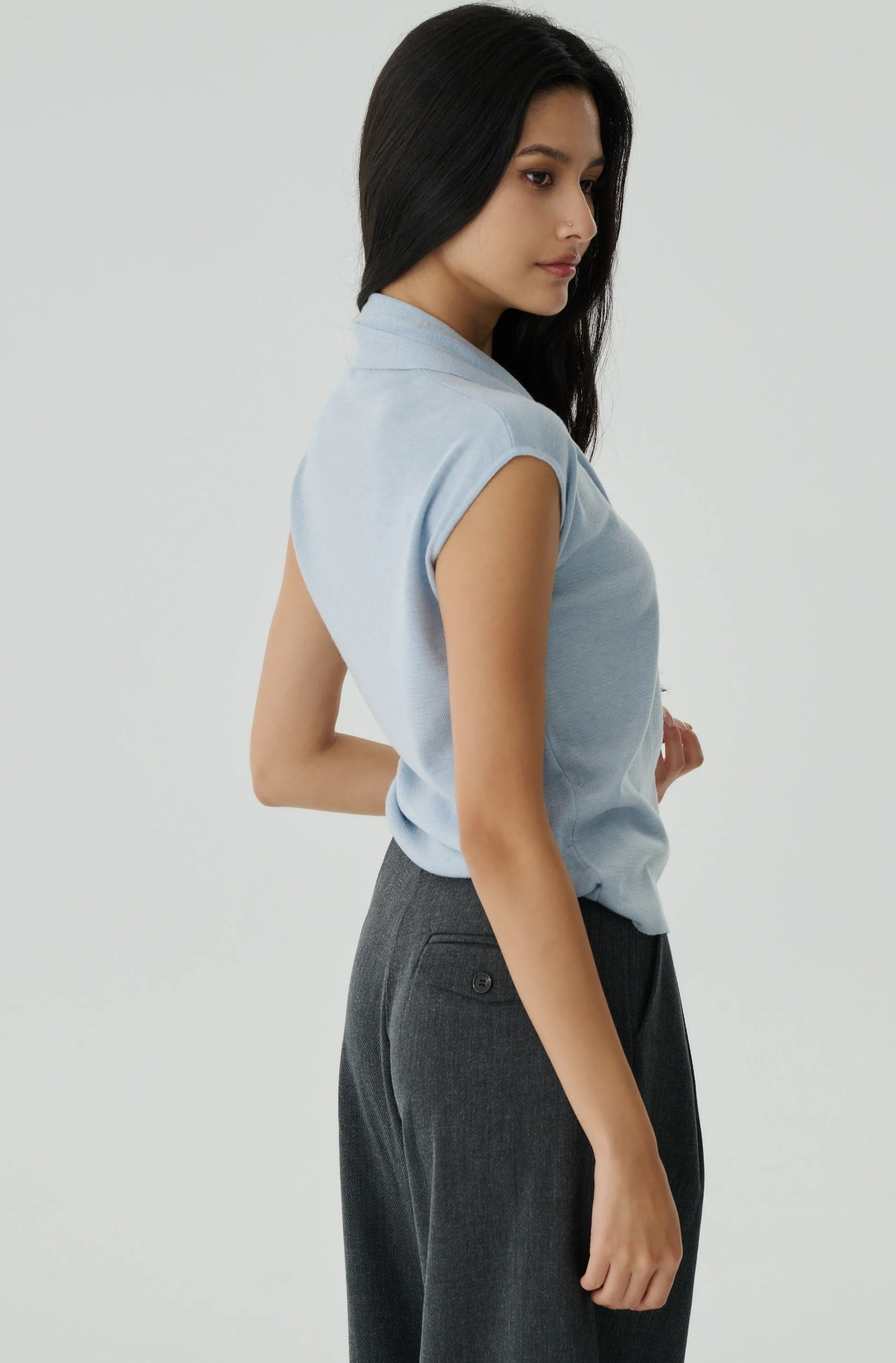 Keep in line cooling knit top in blue