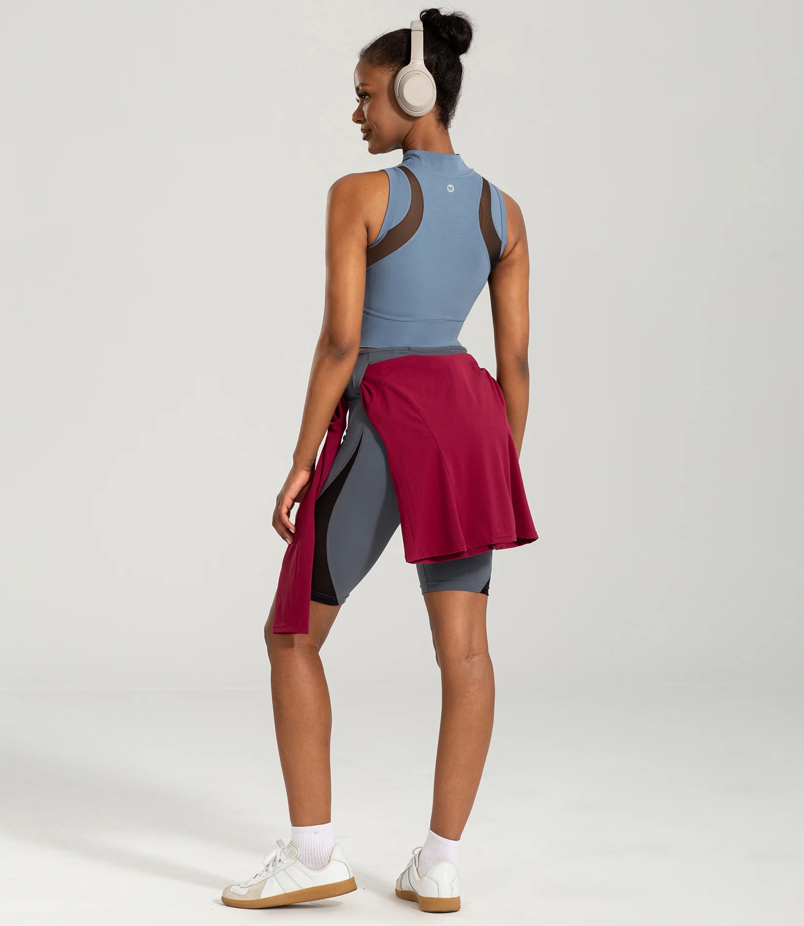 Half-Zip Stand-up Collar Crop Tank