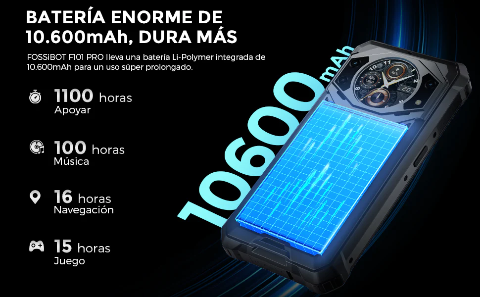 Celular Móvil Fossibot F101 Pro Doble Sim 8gb Ram + 128gb Rom 10600 Mah leather cover
