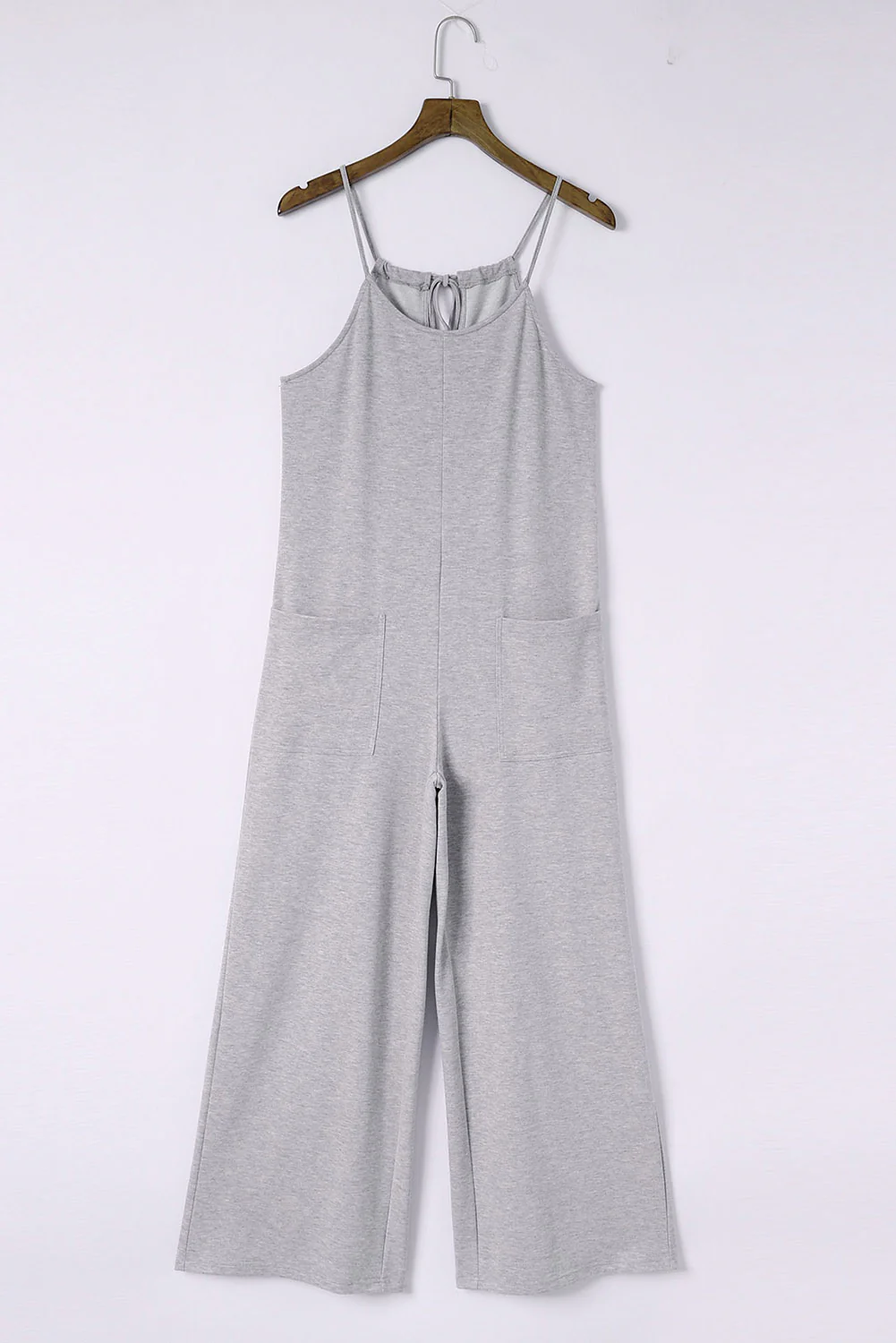 Patch Pockets Spaghetti Strap Wide Leg Jumpsuit