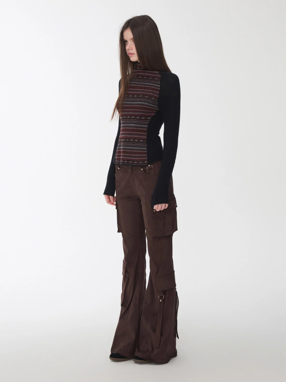 Fair Isle Raglan Knit Turtleneck Sweater
