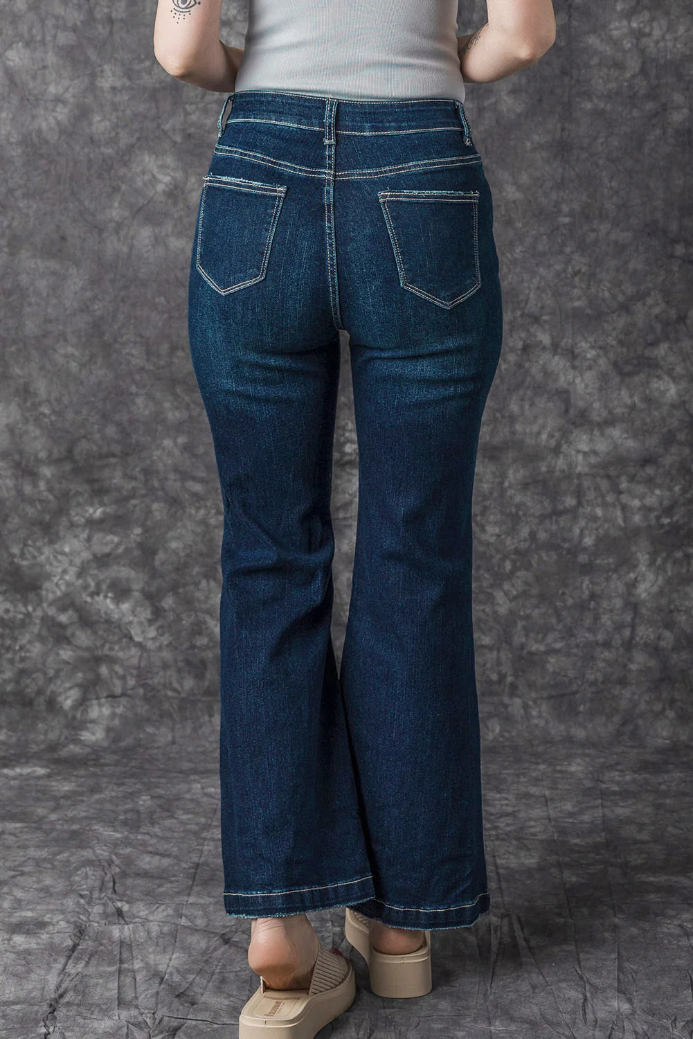 High Rise Ripped Bell Bottom Jeans