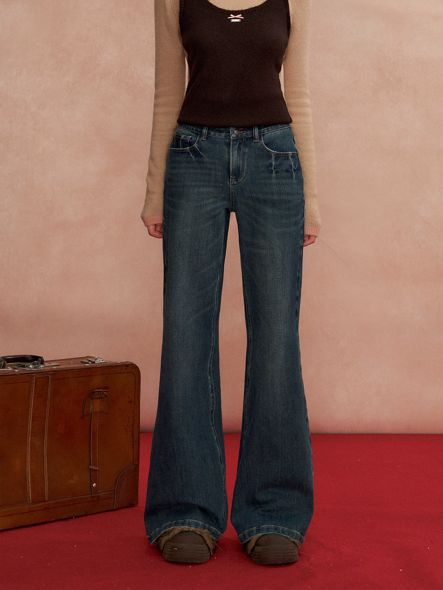 High-Rise Stretch Flared Denim Pants