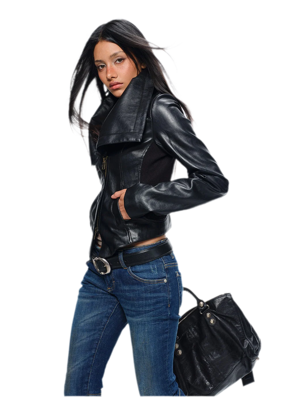 Magnetic Buckle Cropped Jacket