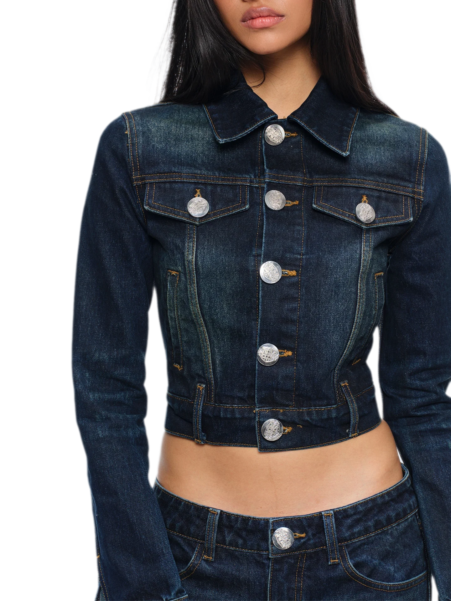 Embroidered Cropped Denim Jacket