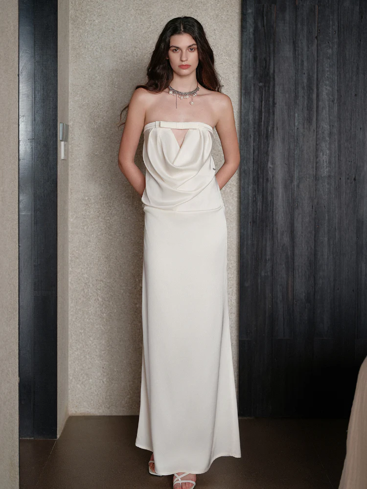 Halter Bowknot Cowl Neck Backless Dress