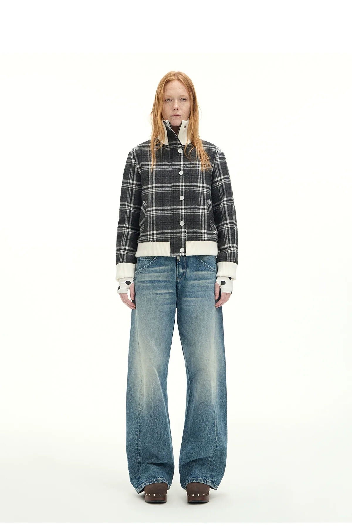 Whisker Sculpted Curved-Leg Denim Pants