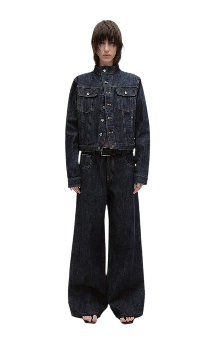 Redline Cropped Raw Denim Jacket
