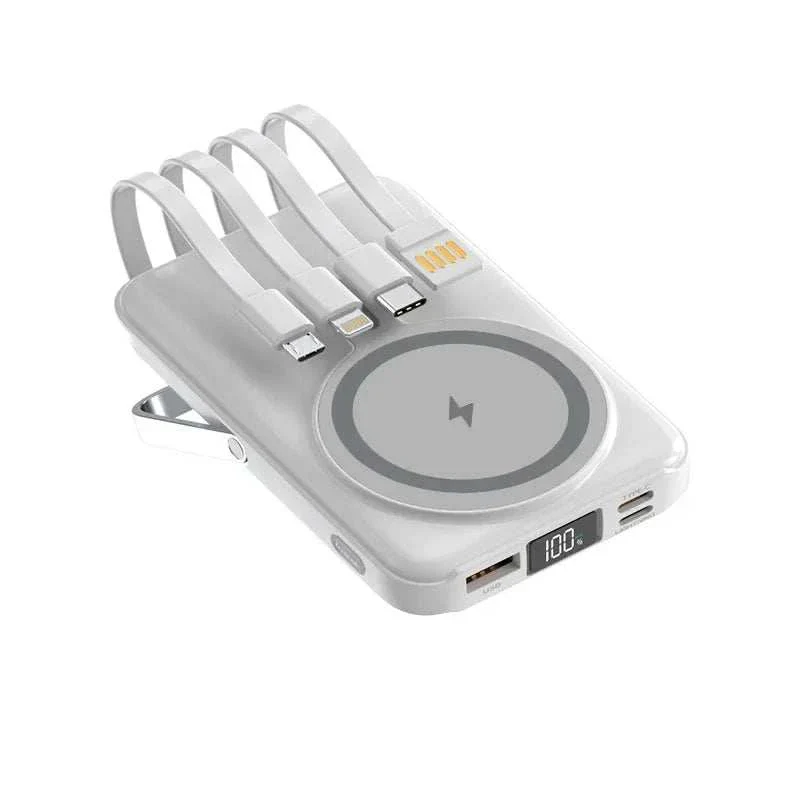 MagStream Pro 30000mAh Magnetic Power Bank with Built-in Cables & Stand