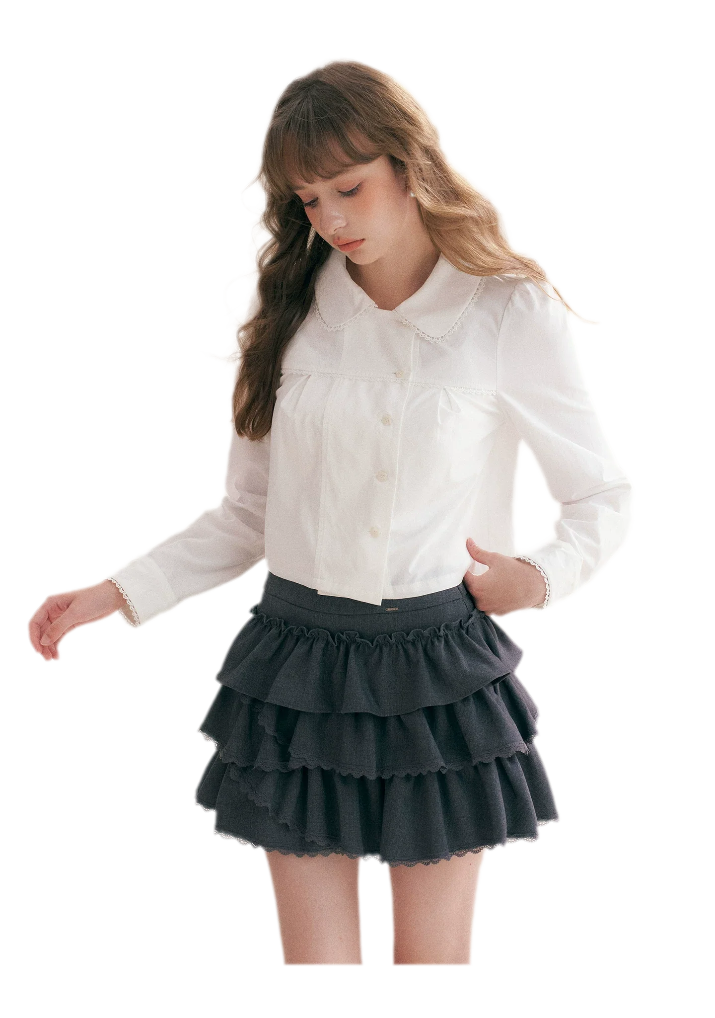 Layered Ruffle A-Line Skirt