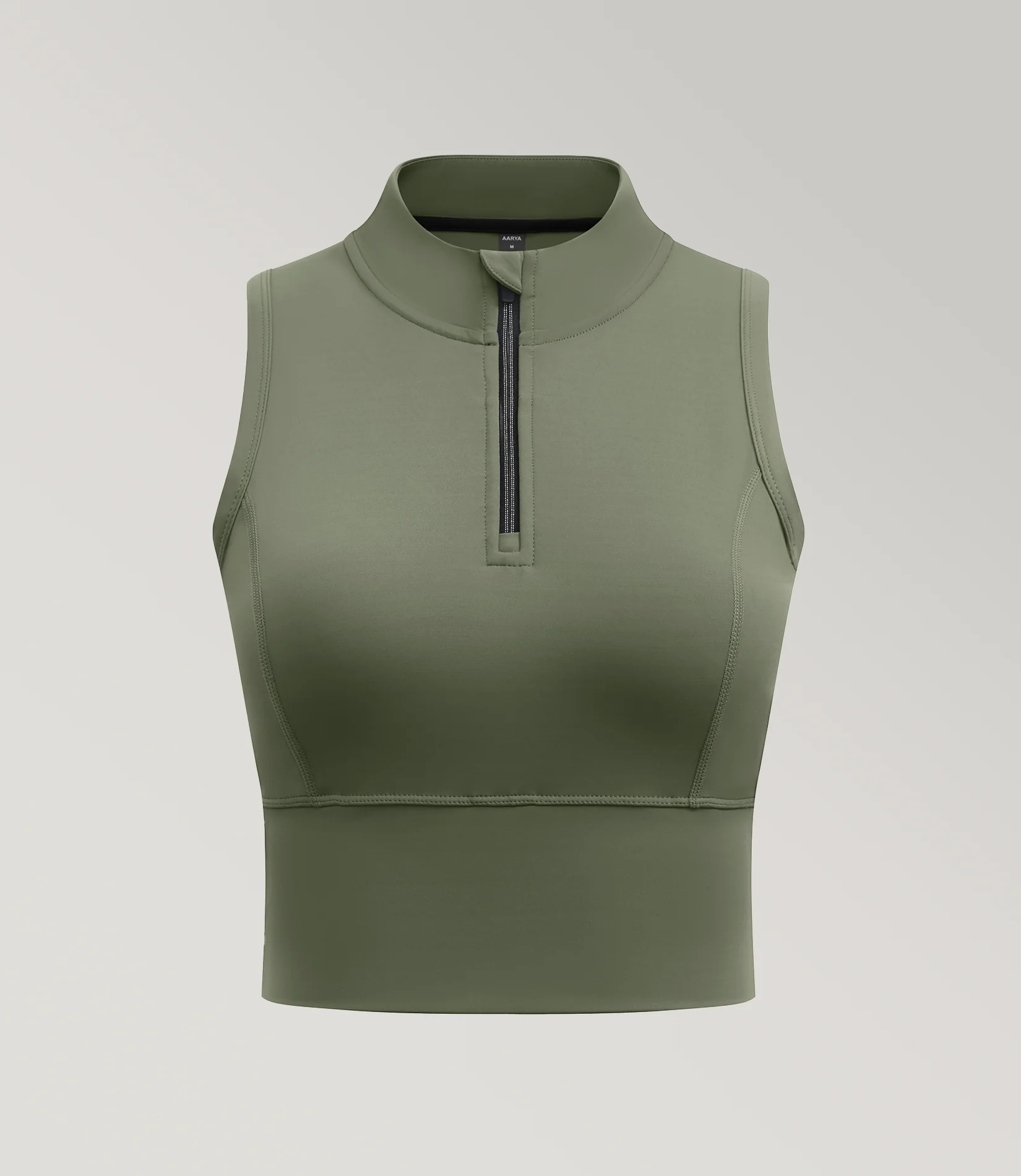 Half-Zip Stand-up Collar Crop Tank