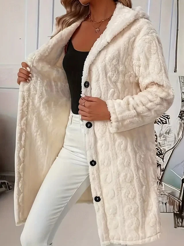 Faux Buttons Warm Fur Coat Casual Comfortable Women's