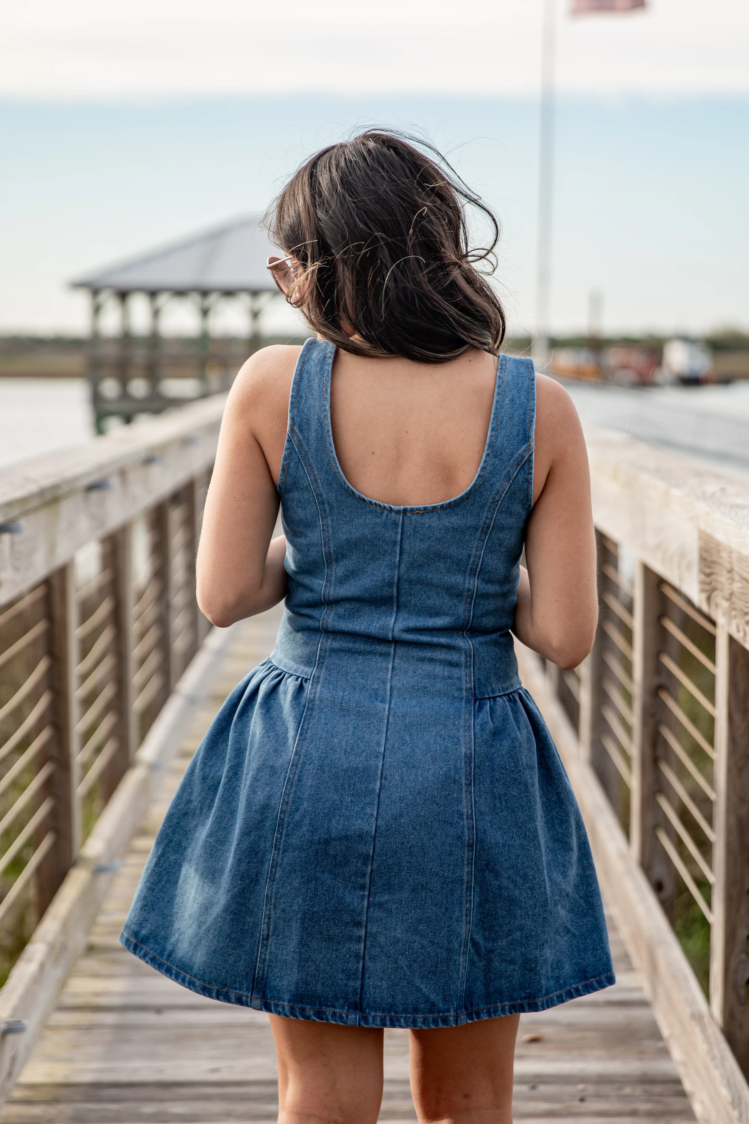 Denim Button Front Mini Dress