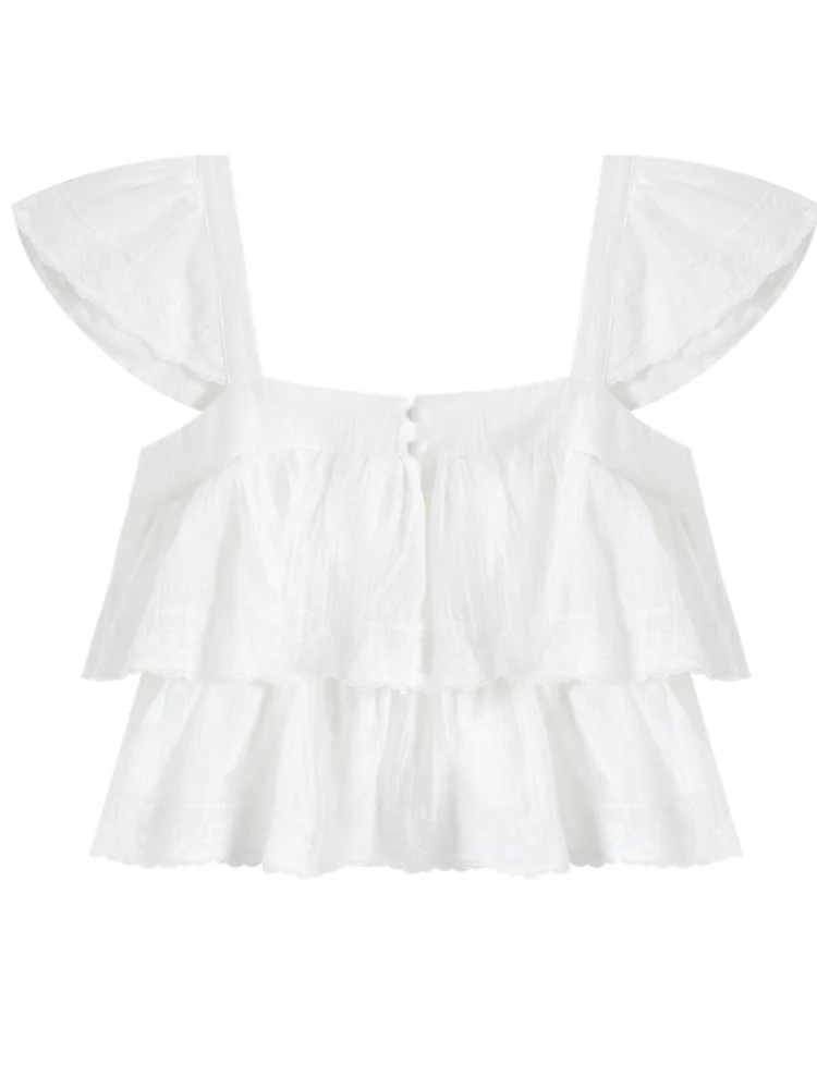 Soft Flutter Sleeve Blouse & Skirt Set