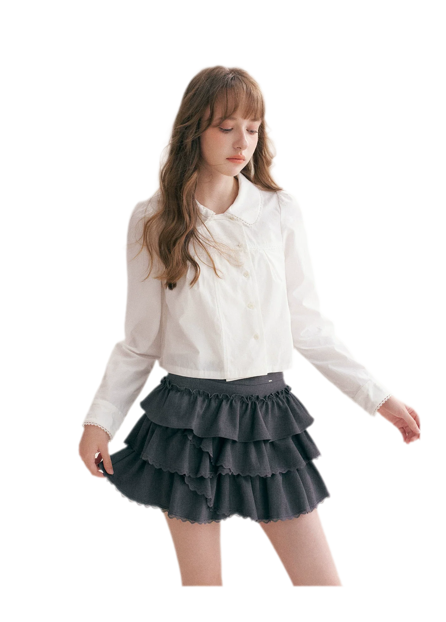 Layered Ruffle A-Line Skirt