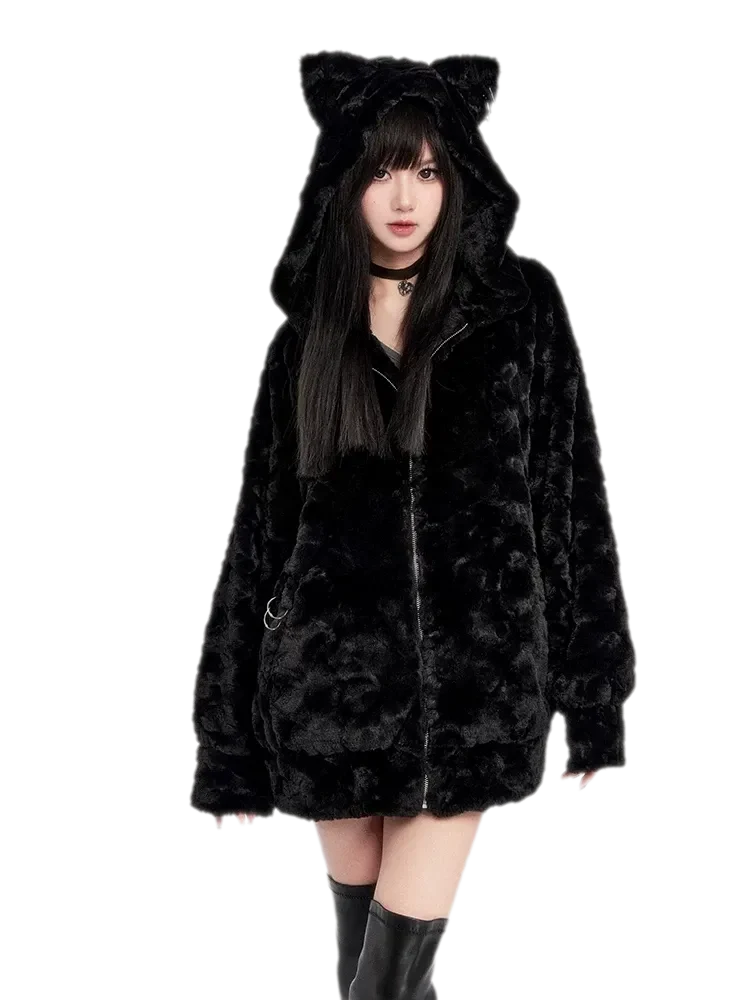 Eco Faux Fur Cat-Ear Hoodie