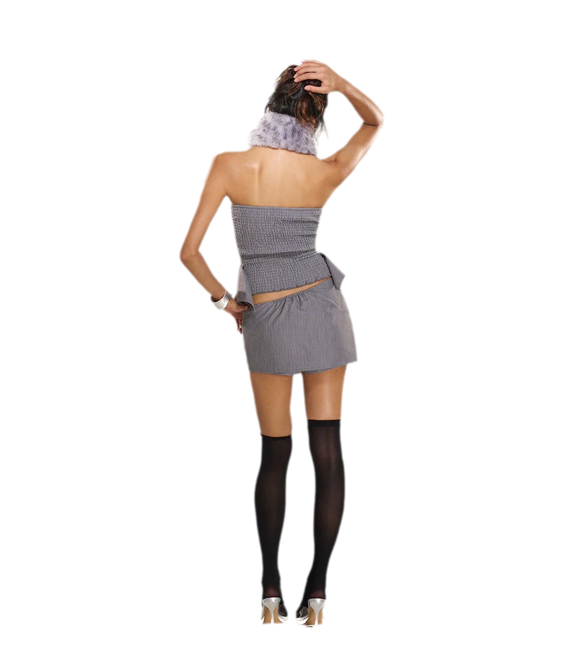 Striped Fishbone Bustier Skirt Set