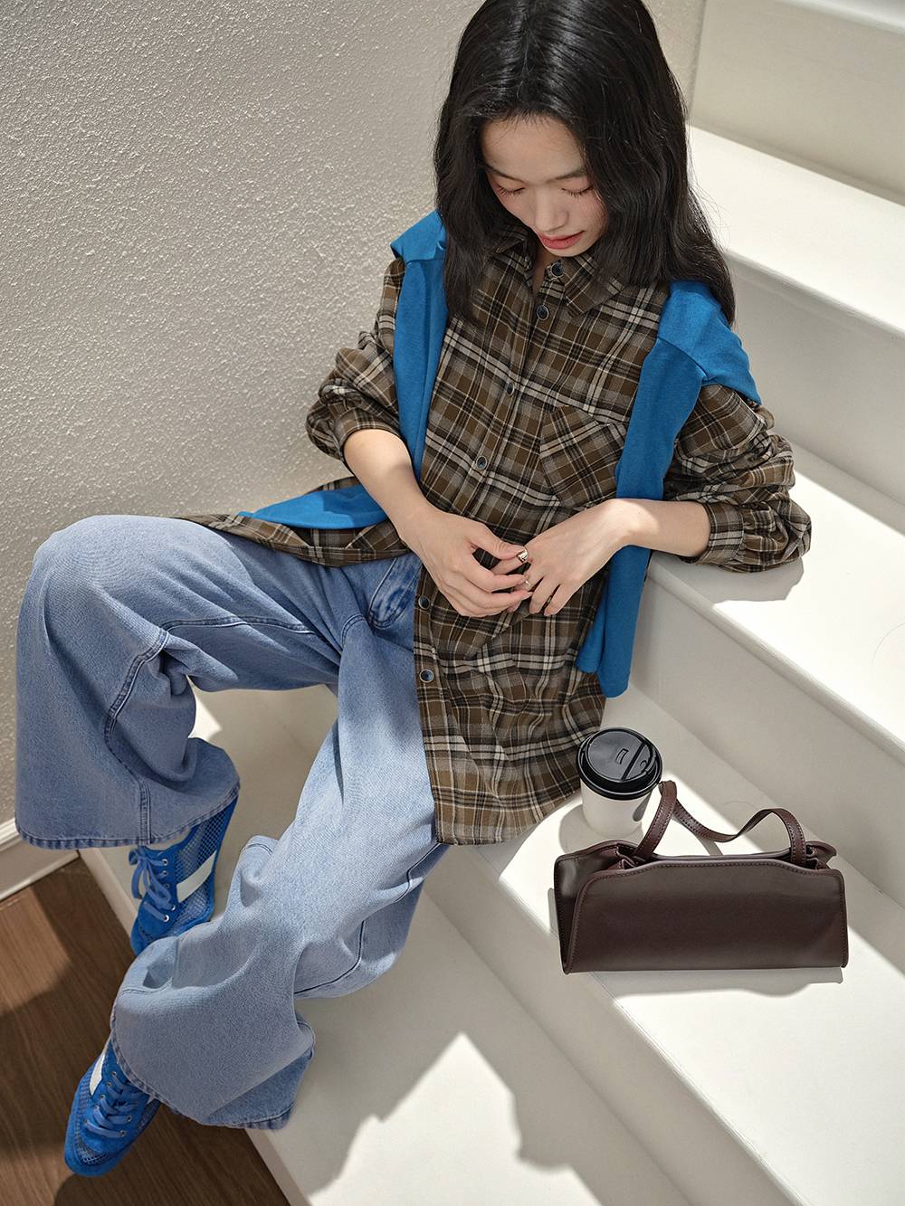 Brown Plaid Blouse