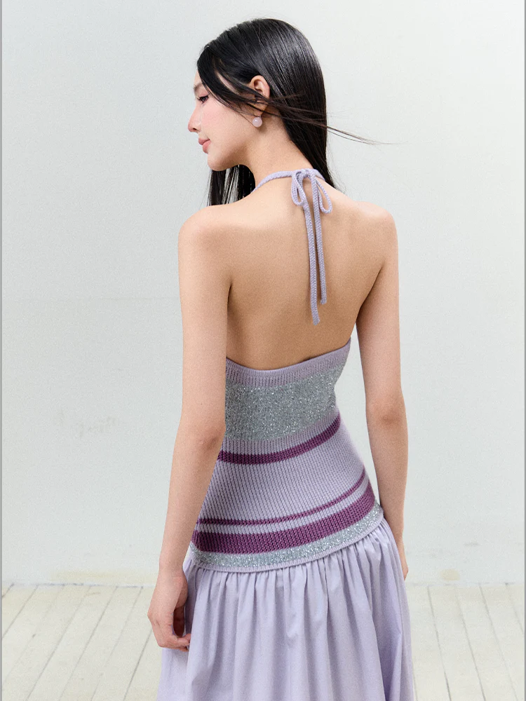 V-Neck Halter Backless Dress