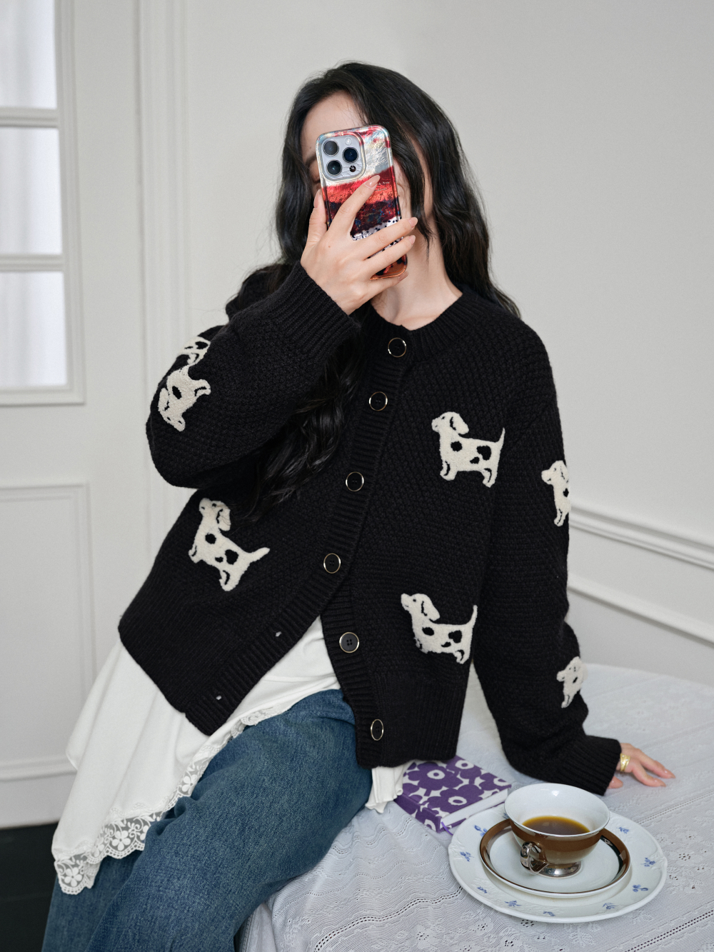 Puppy Cardigan Sweater